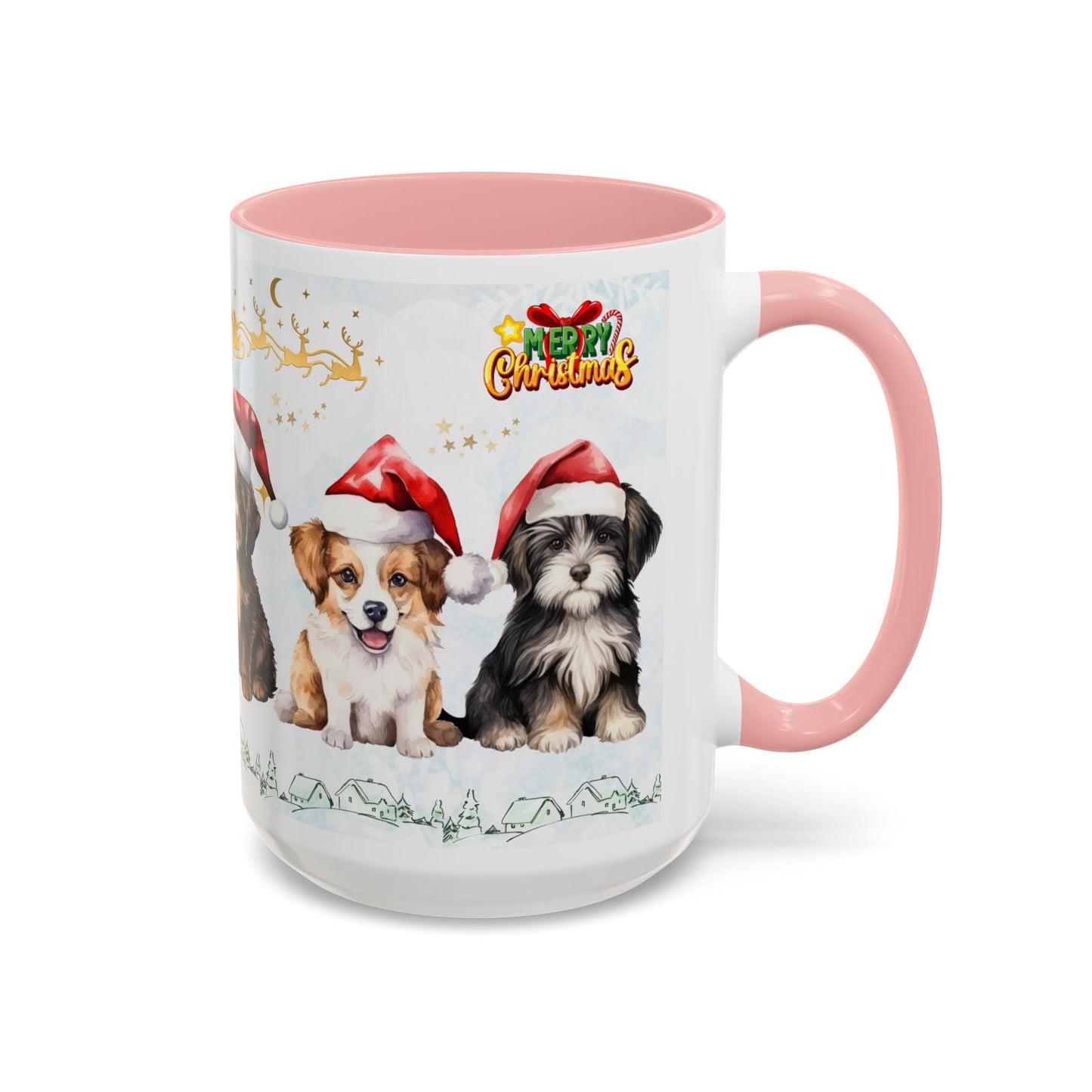 Merry Christmas, Puppies - Accent Coffee Mug (11, 15oz)