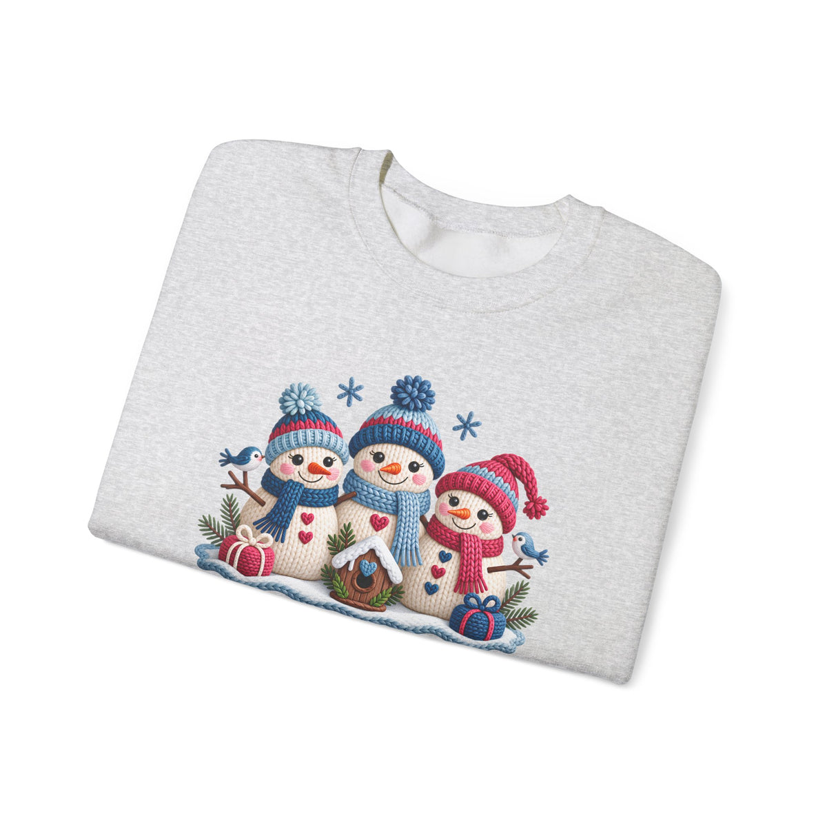 Let It Snow Sweatshirt, Cute Knitted Snowmen Christmas Crewneck - 14570
