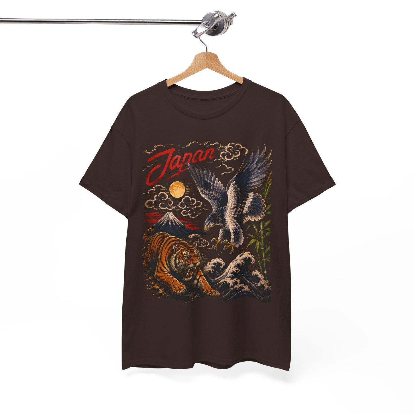 Japan Tiger & Eagle Graphic T-Shirt – Vintage Japanese Tattoo Style Tee - 14910