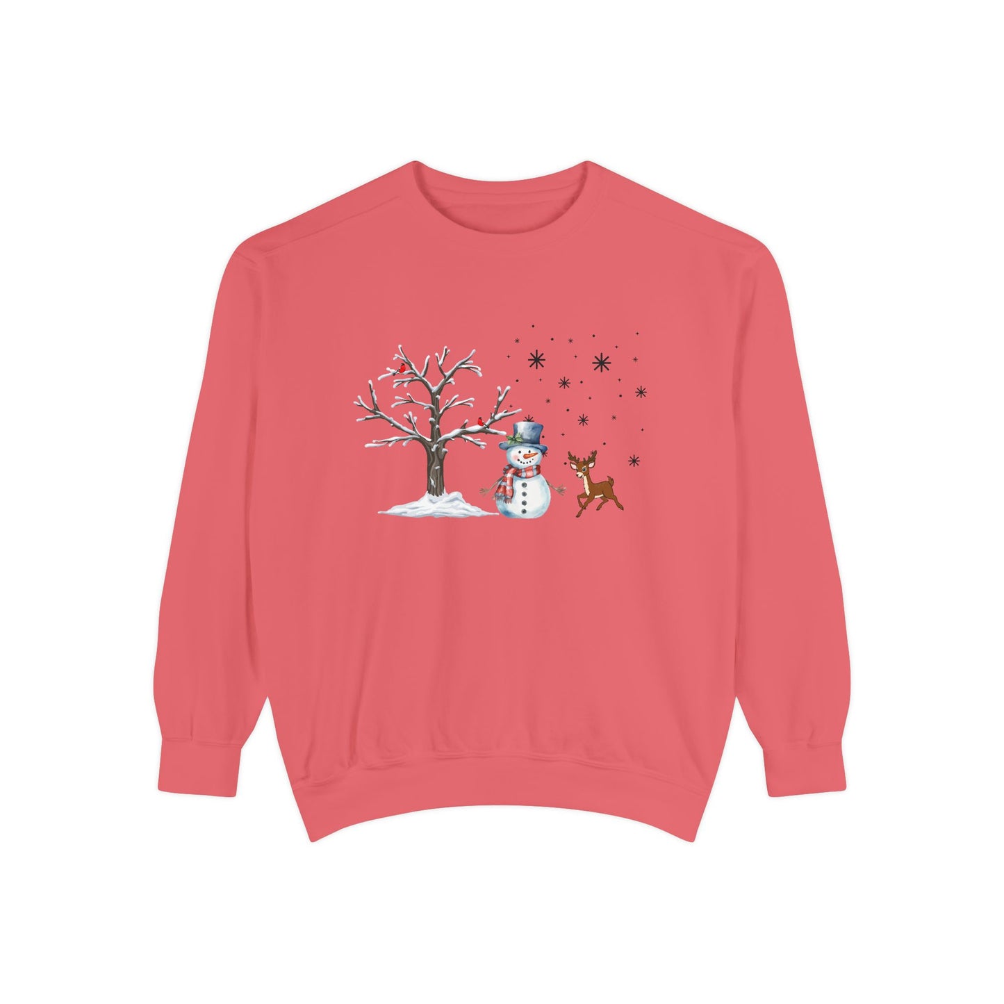 Snowman with Twinkle - Unisex Garment-Dyed Sweatshirt