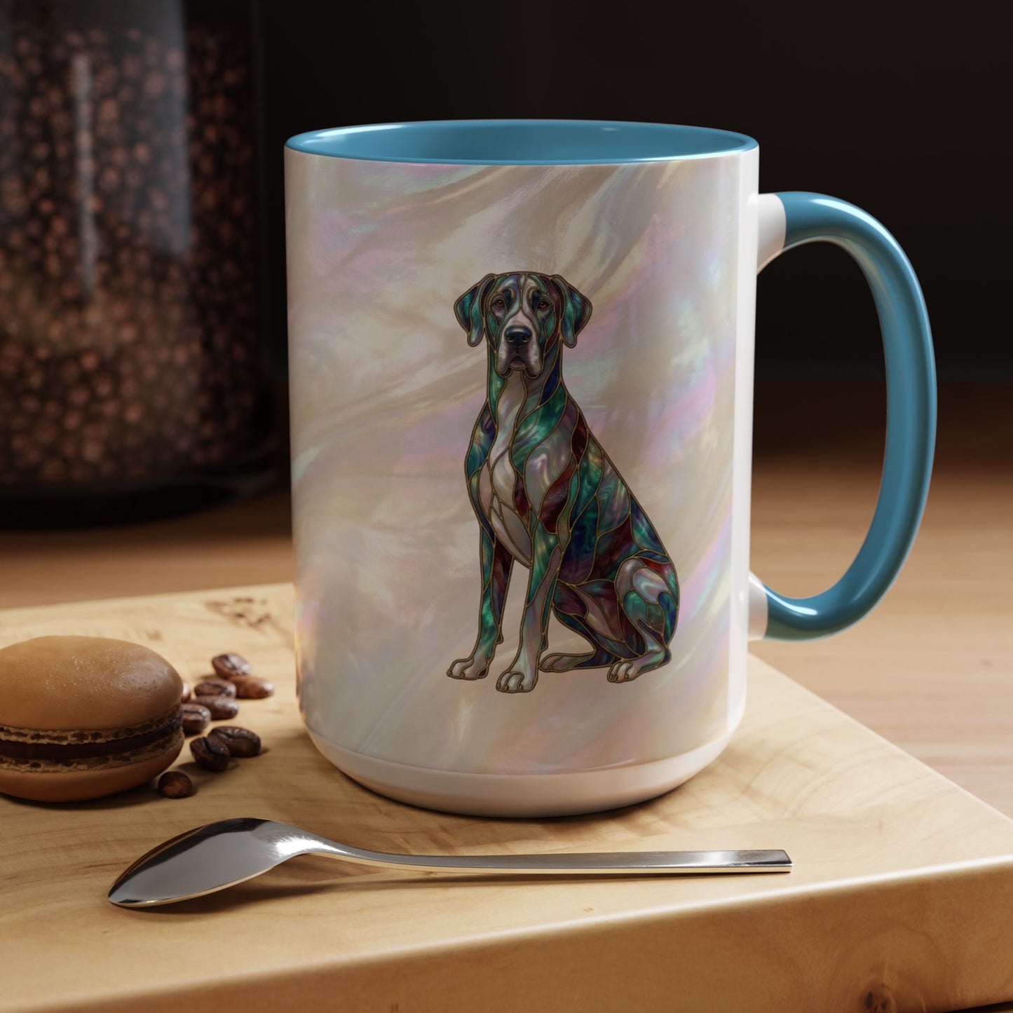 Personalized Great Dane Dog Mug — Stained Glass Design (11/15 oz) - 14550