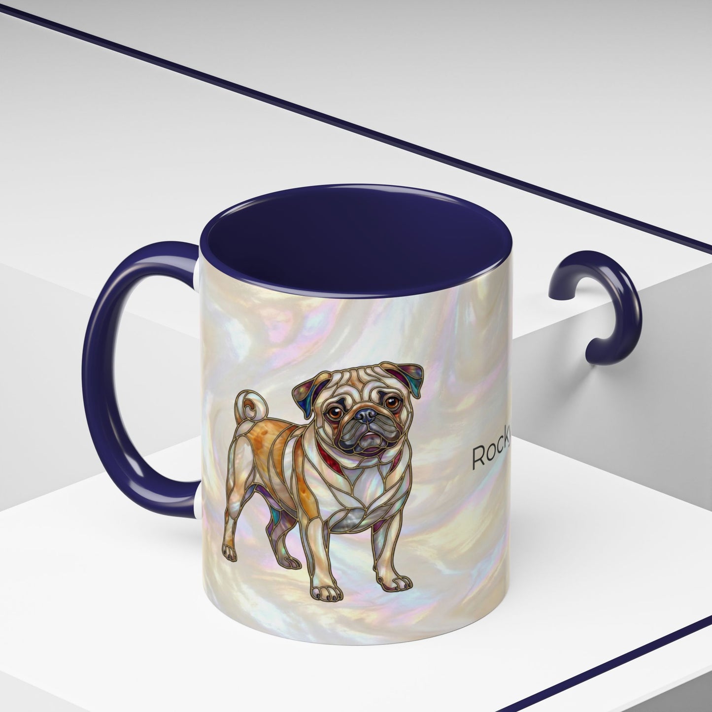 Pug Accent Coffee Mug –  Stained Glass Design (11/15oz) - 14547