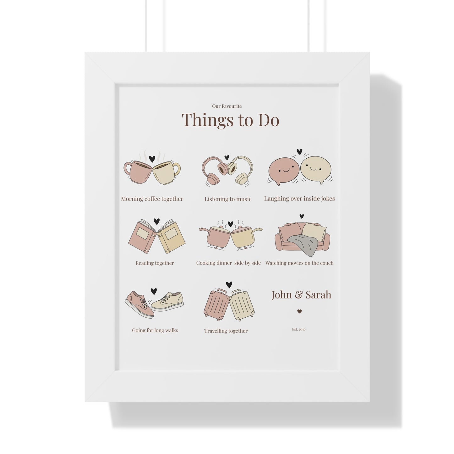 Framed Poster – “Our Favourite Things to Do” Personalized Couple Print | Valentine’s Gift - 14708