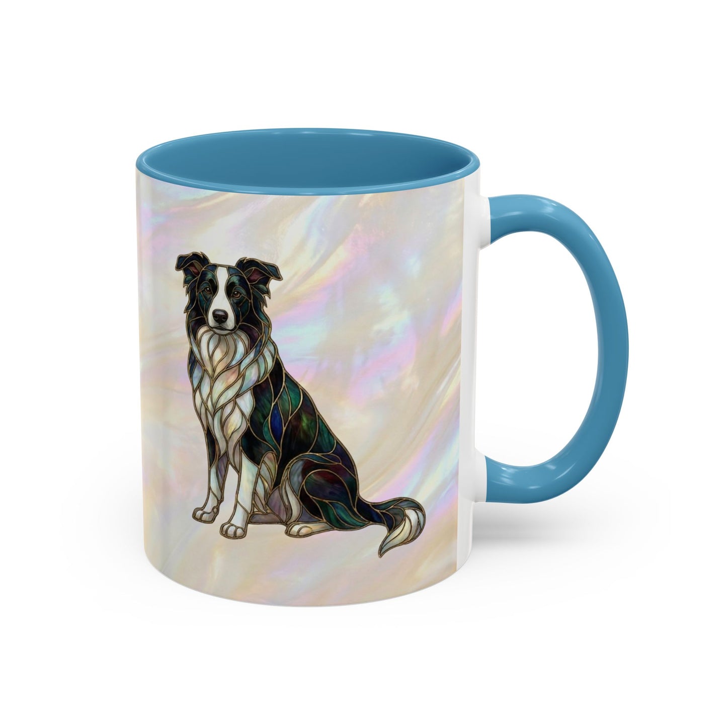 Border Collie Accent Coffee Mug — Stained Glass Design (11/15 oz) - 14619