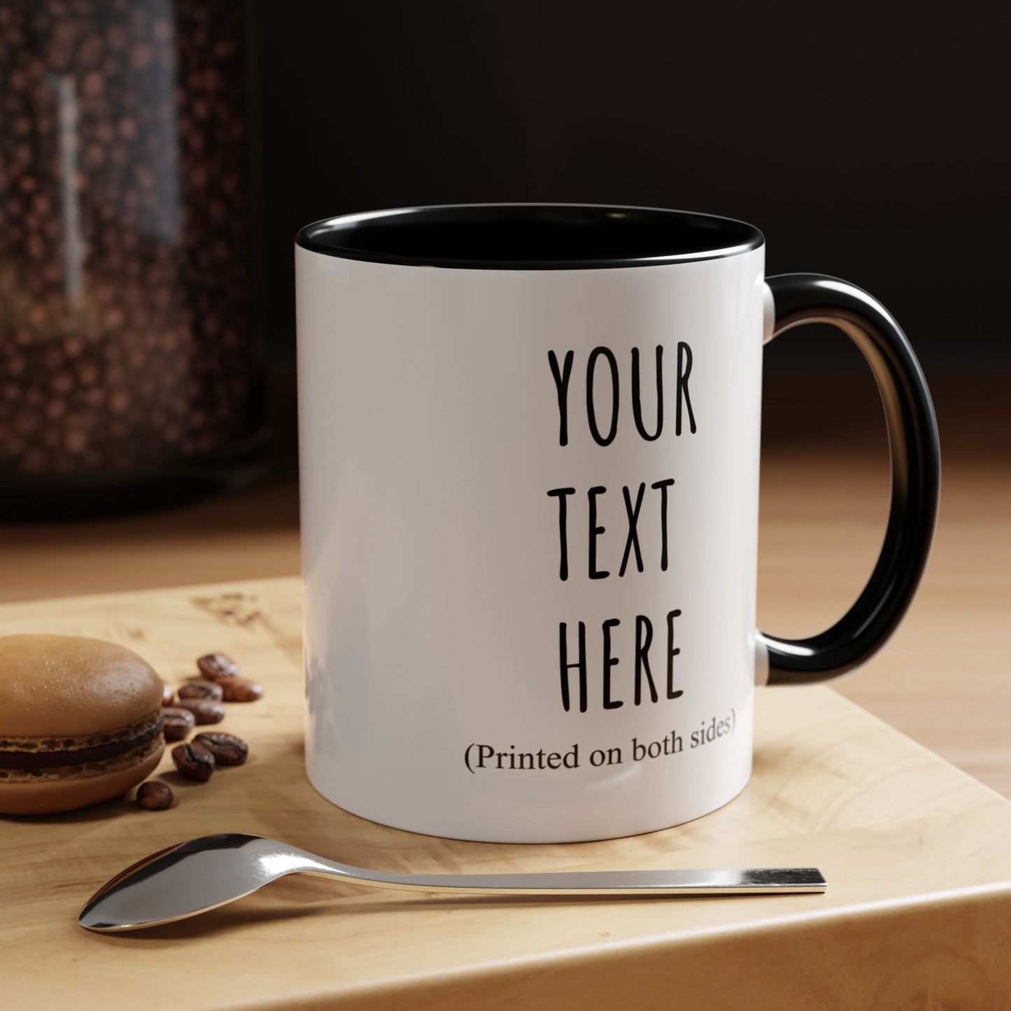 Personalized Accent Coffee Mug – Custom Text Printed Both Sides (11oz & 15oz) - 14676