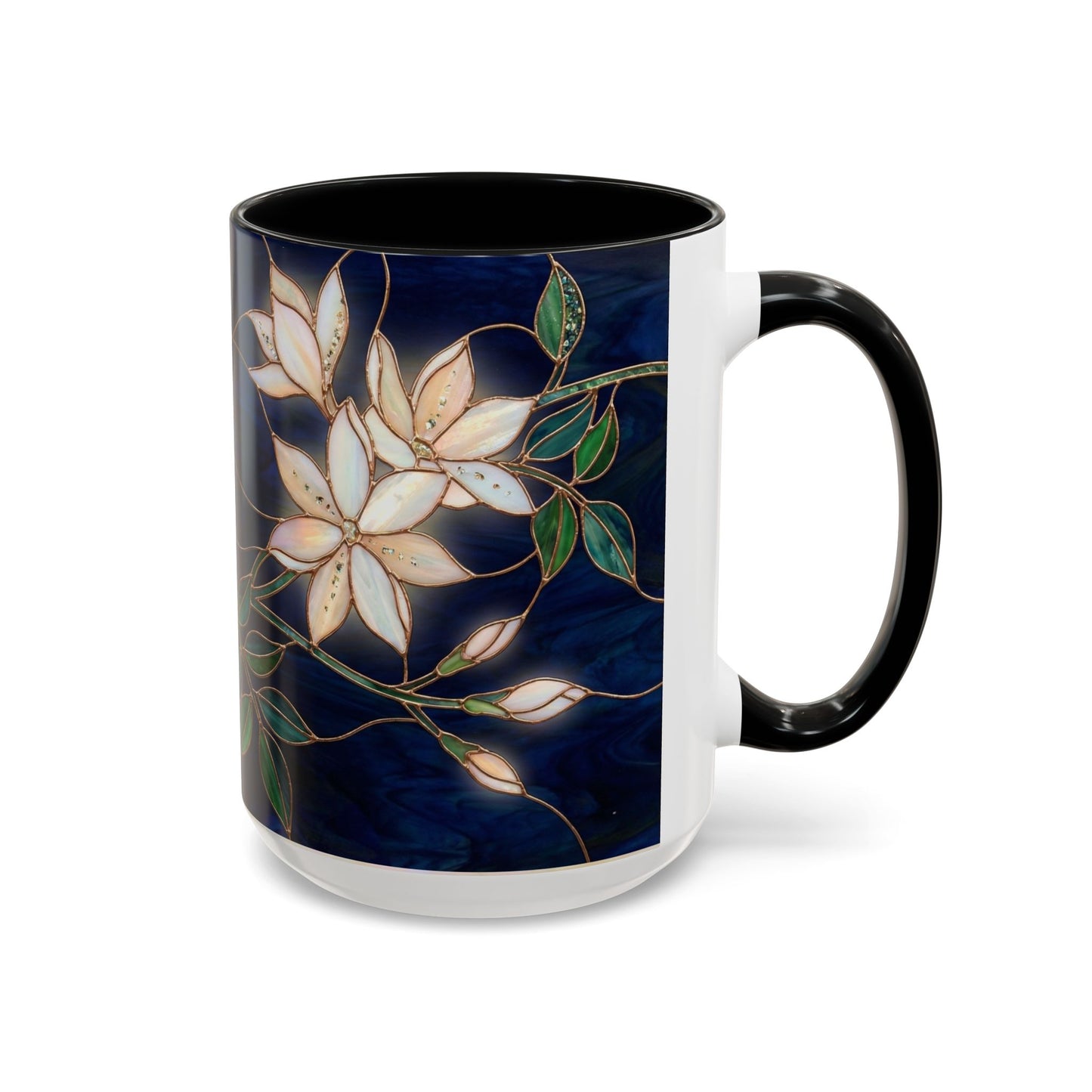 Jasmine Floral Accent Coffee Mug —  Stained Glass Design (11/15oz) - 14573