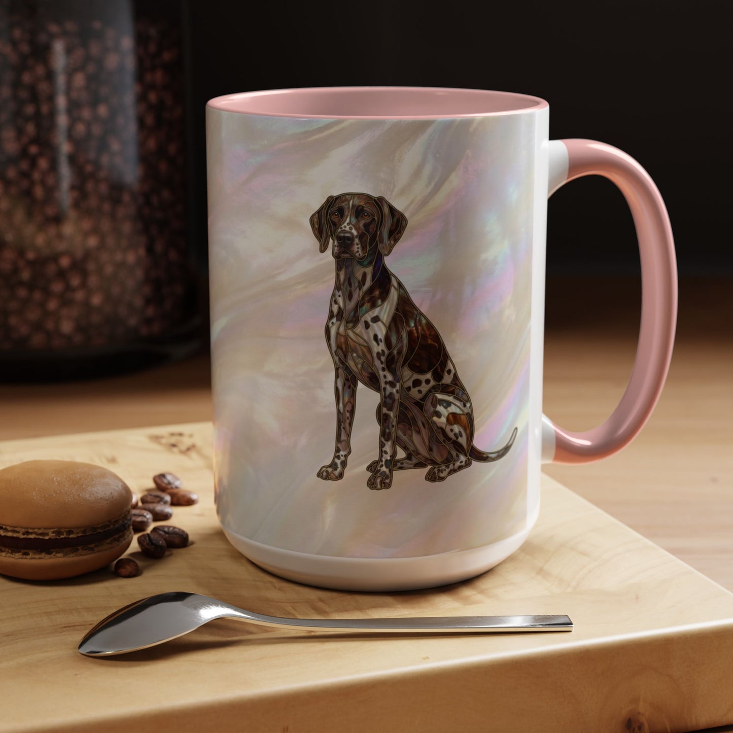 German Shorthaired Pointer Accent Coffee Mug — Stained Glass Design (11/15oz) - 14634