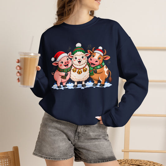 Christmas Farm Animal Friends Sweatshirt, Cute Holiday Crewneck - 14560