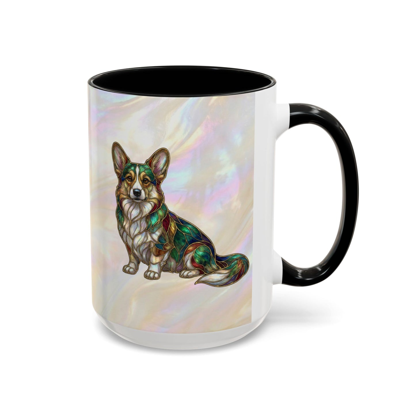 Corgi Accent Coffee Mug -Stained Glass Style (11/15oz) - 14627