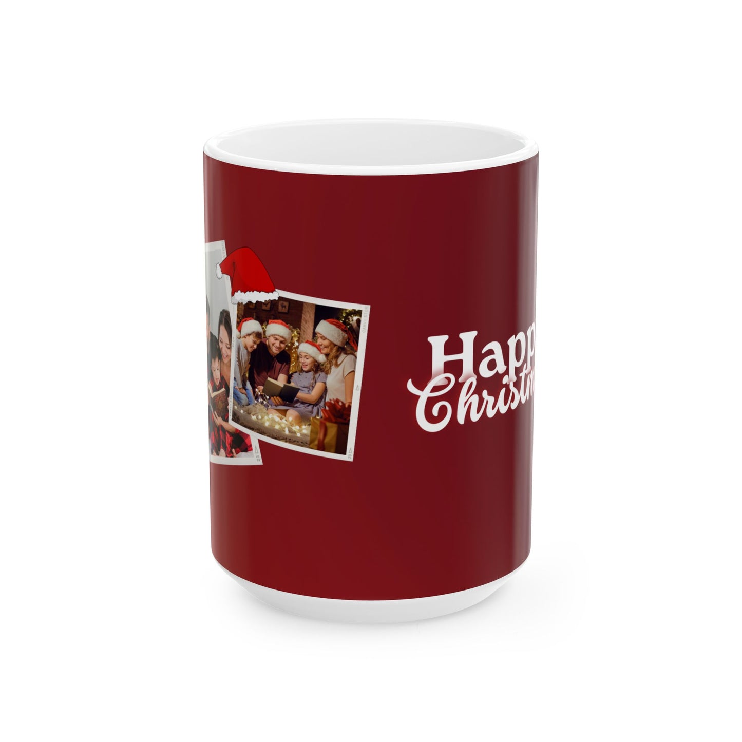 Happy Christmas, Family Photo, Customizable - Ceramic Mug, (11oz, 15oz) - 10929