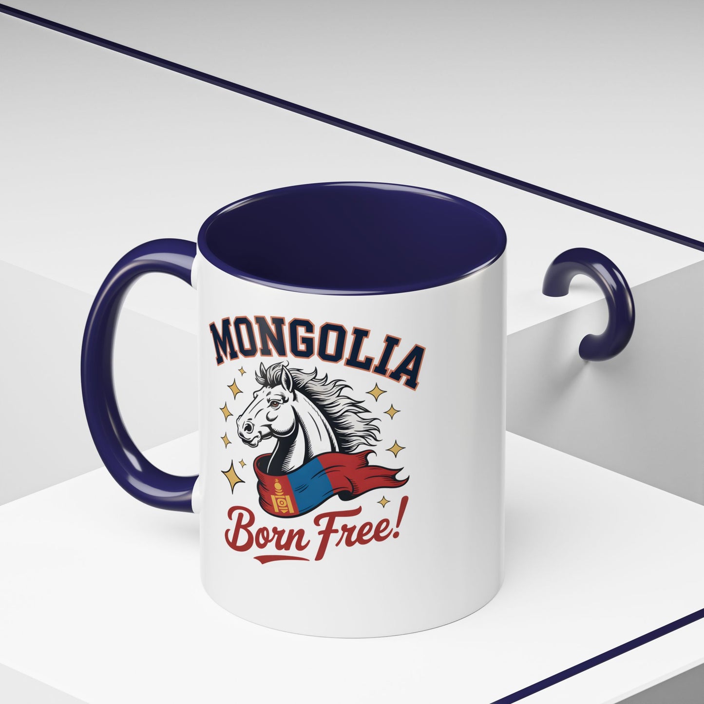 Born Free Mongolia Horse Mug – Patriotic Mongolian Pride Coffee Cup Gift (11oz / 15oz) - 14804