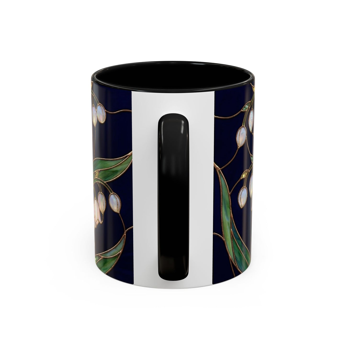 Lily of the Valley Floral Accent Coffee Mug — Stained Glass Design 11/15oz - 14596