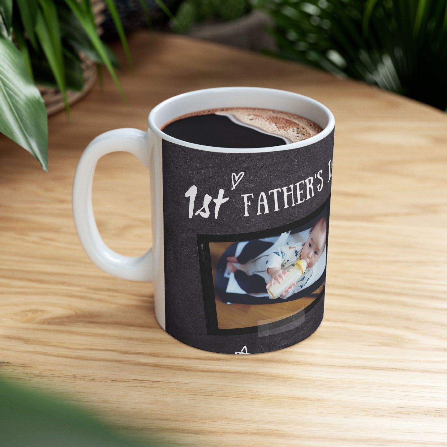 Personalized 1st Father's Day Ceramic Mug, Gift for Dads, Custom Photo Mug, Coffee Cup, Unique Father's Day Present - 14059