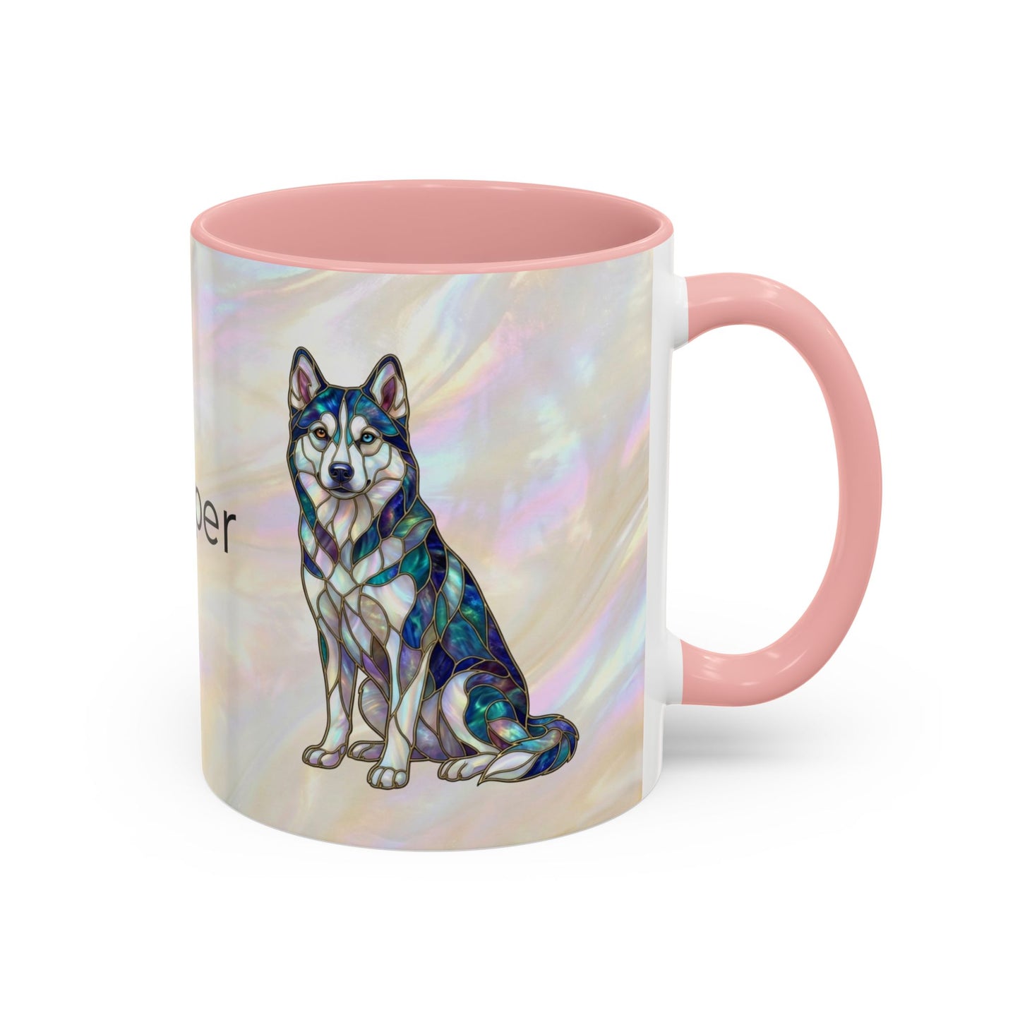 Personalized Husky Accent Coffee Mug – Stained Glass Design (11/15oz) - 14543