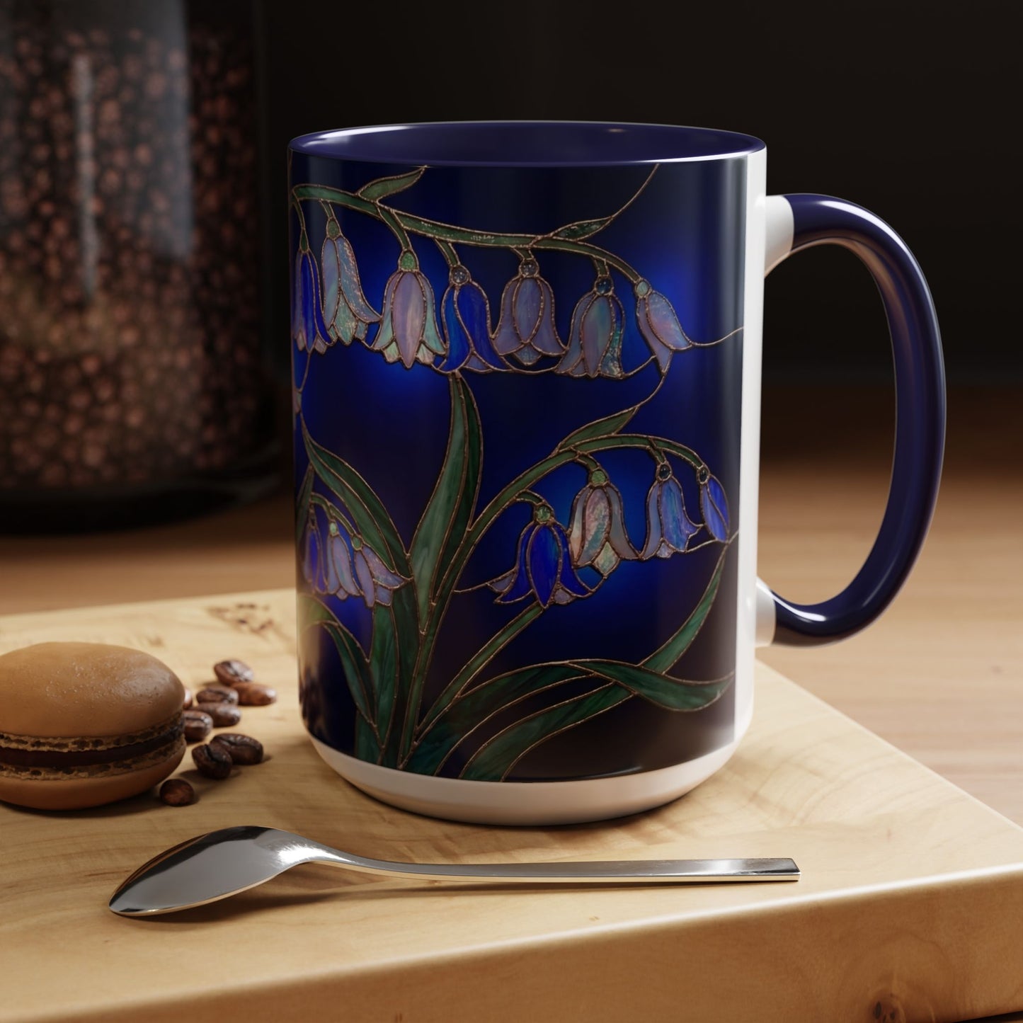Bluebell Floral Coffee Mug – Stained Glass Design (11/15oz) - 14548