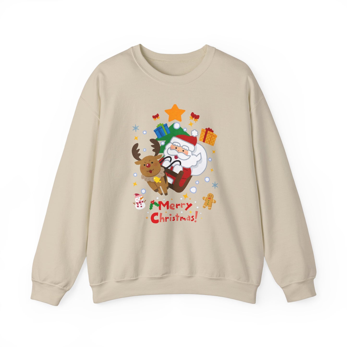 Merry Christmas, Santa & Reindeer - Unisex Heavy Blend™ Crewneck Sweatshirt - 10472