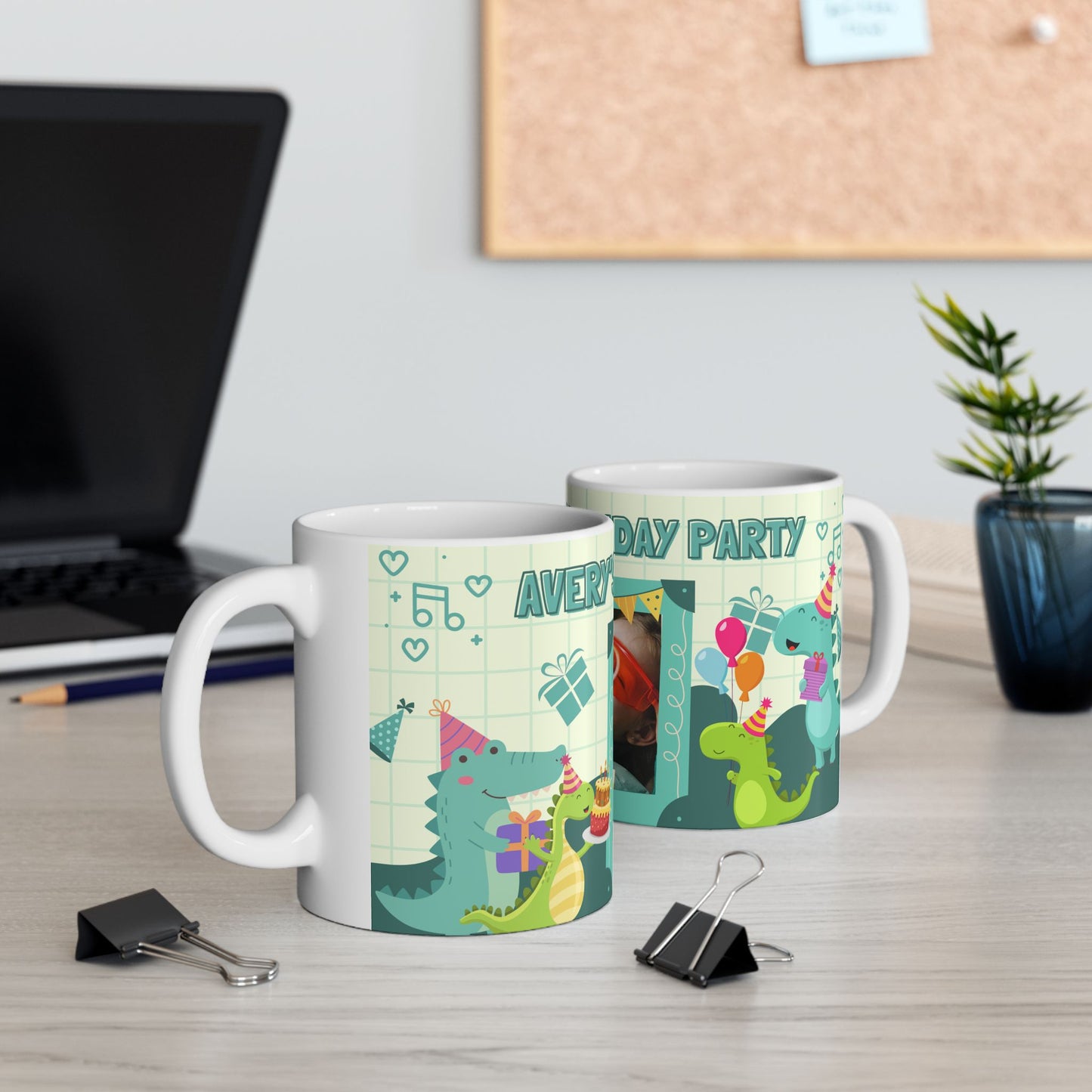 Birthday Party Dino Mug, Fun Kids Mug, Celebration Drinkware, Dinosaur Gift, Party-Themed Ceramic - 14000