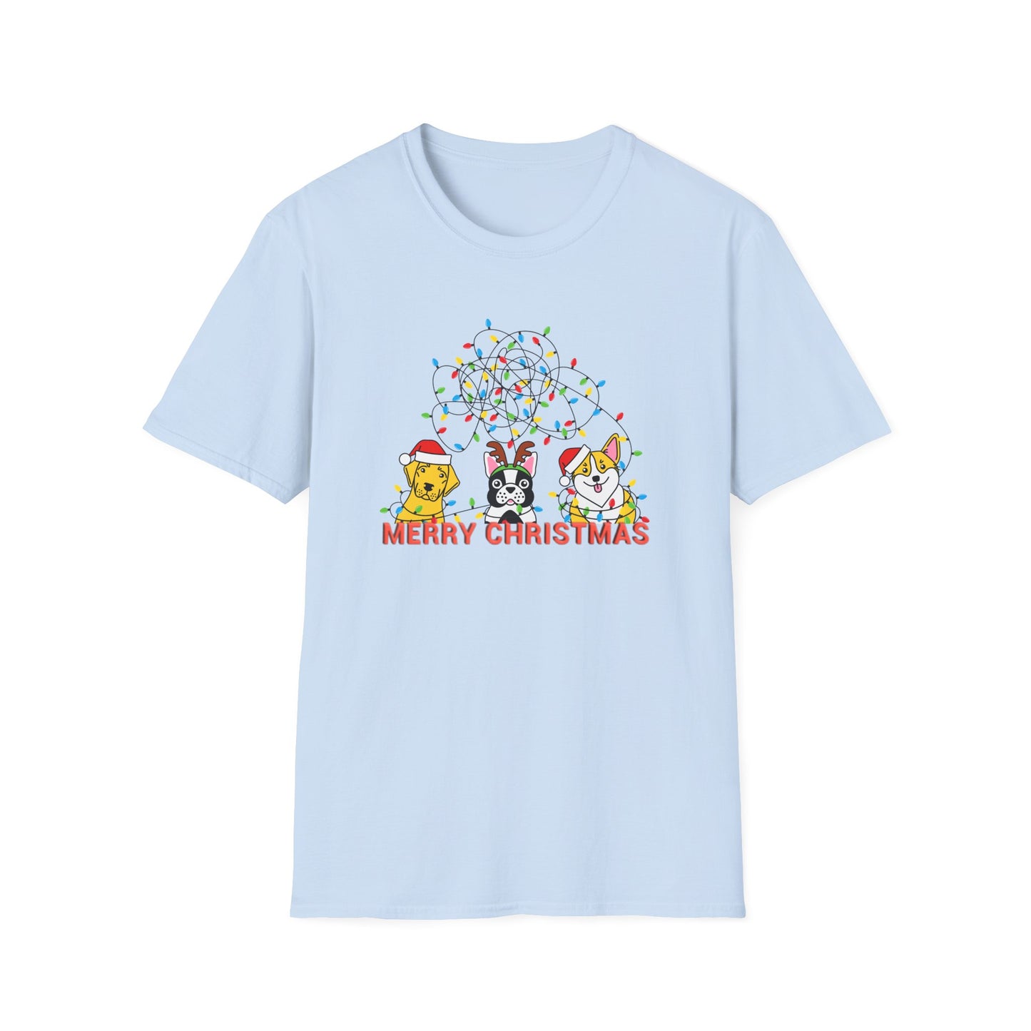 Dogs, Merry Christmas - Unisex Softstyle T-Shirt - 10204