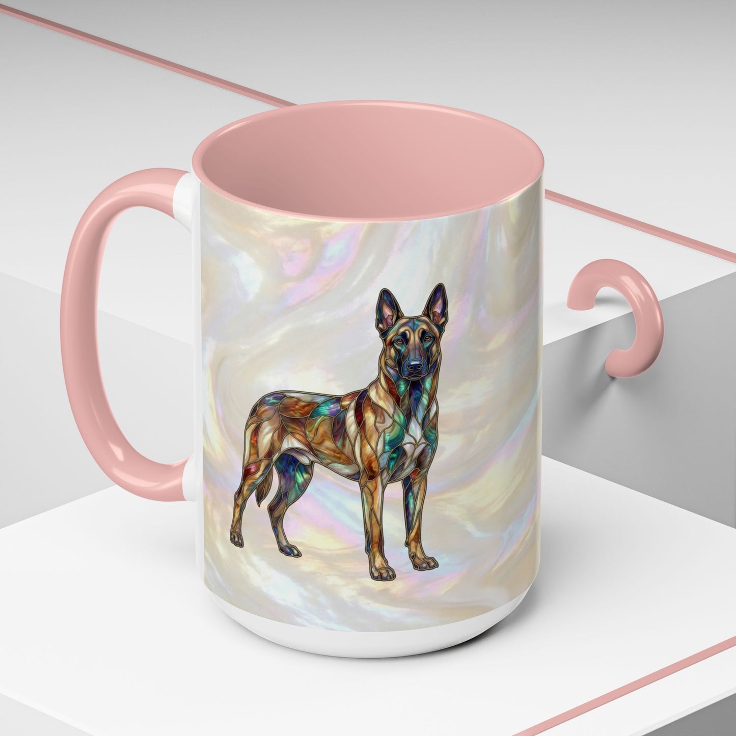 Belgian Malinois Accent Coffee Mug - Stained Glass Design 11oz & 15oz - 14616