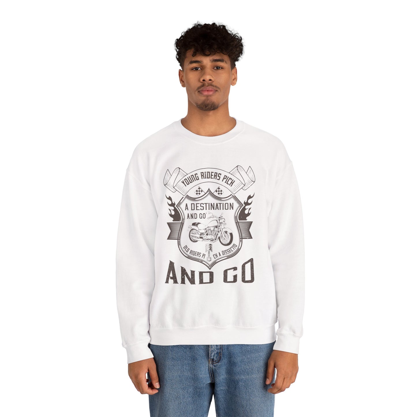 Young Riders Pick a Destination and Go, Old Riders Pick a Dissection and Go - Unisex Heavy Blend™ Crewneck Sweatshirt - 12328