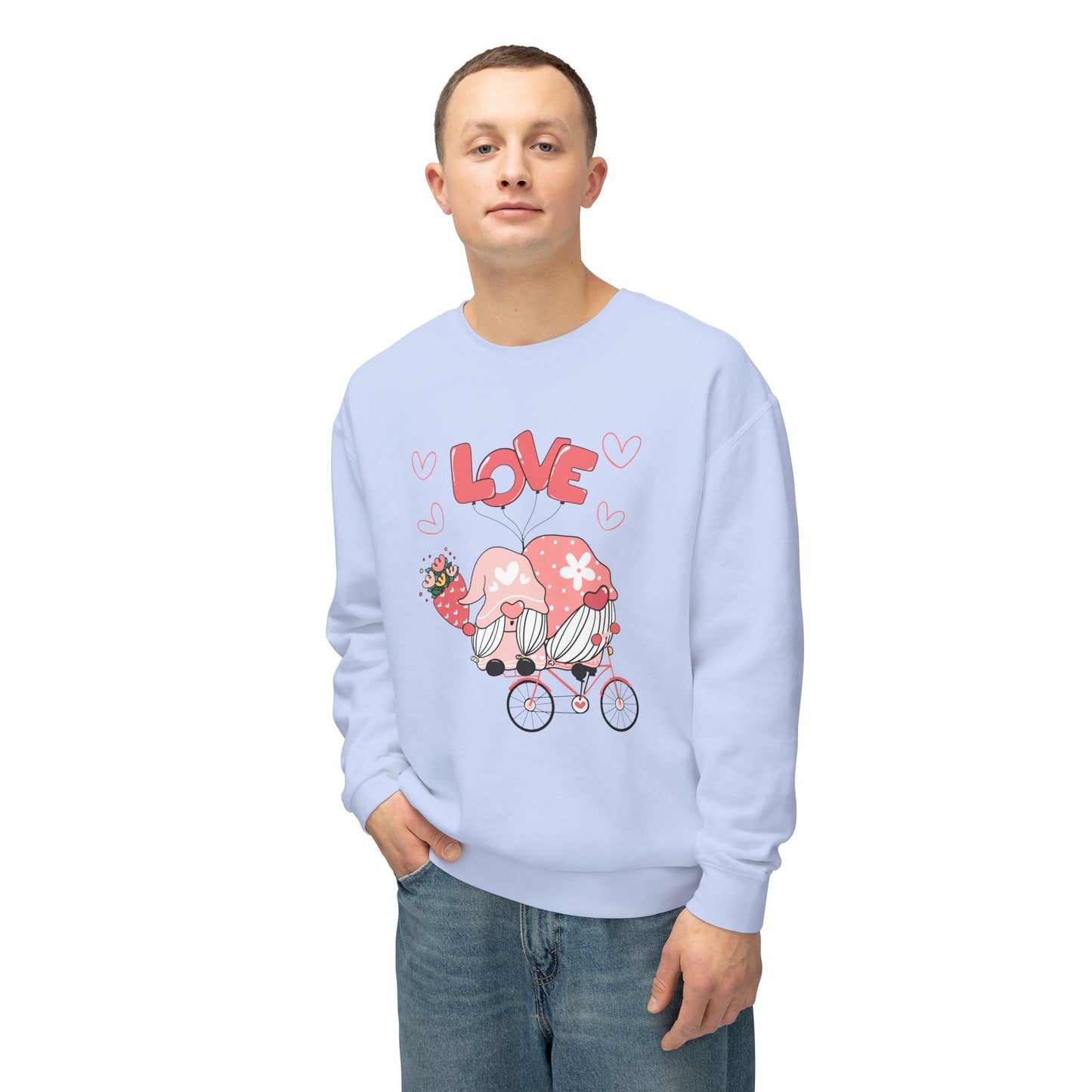 Gnome Couple, Love - Unisex Lightweight Crewneck Sweatshirt - 11027