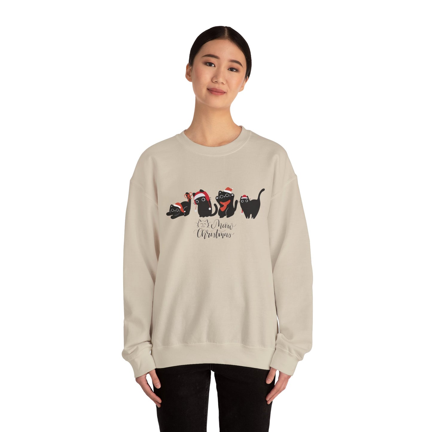 Black Cats, Meow Christmas - Unisex Heavy Blend™ Crewneck Sweatshirt - 10044