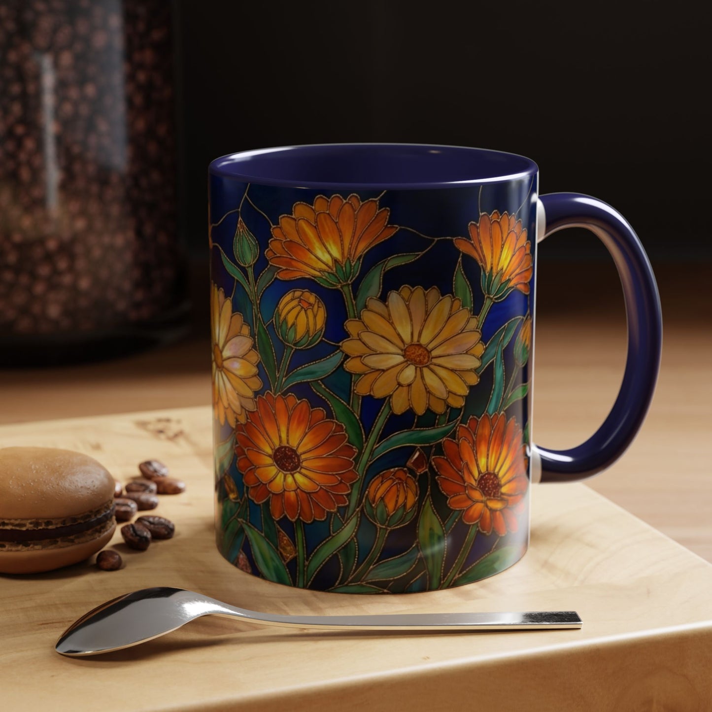 Calendula Accent Coffee Mug — Stained Glass Design (11/15oz) - 14549