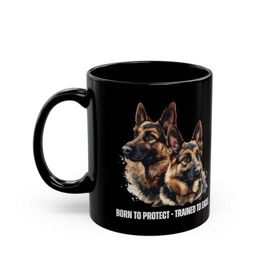 German Shepherds: Born to Protect, Customized Ceramic Black Mug (11oz, 15oz)