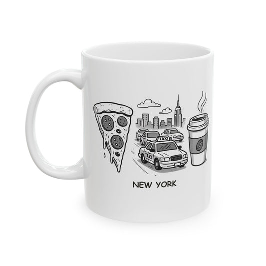 "New York: Where the pizza is thin, the traffic is thick, and the coffee is strong." Ceramic Mug - 12827