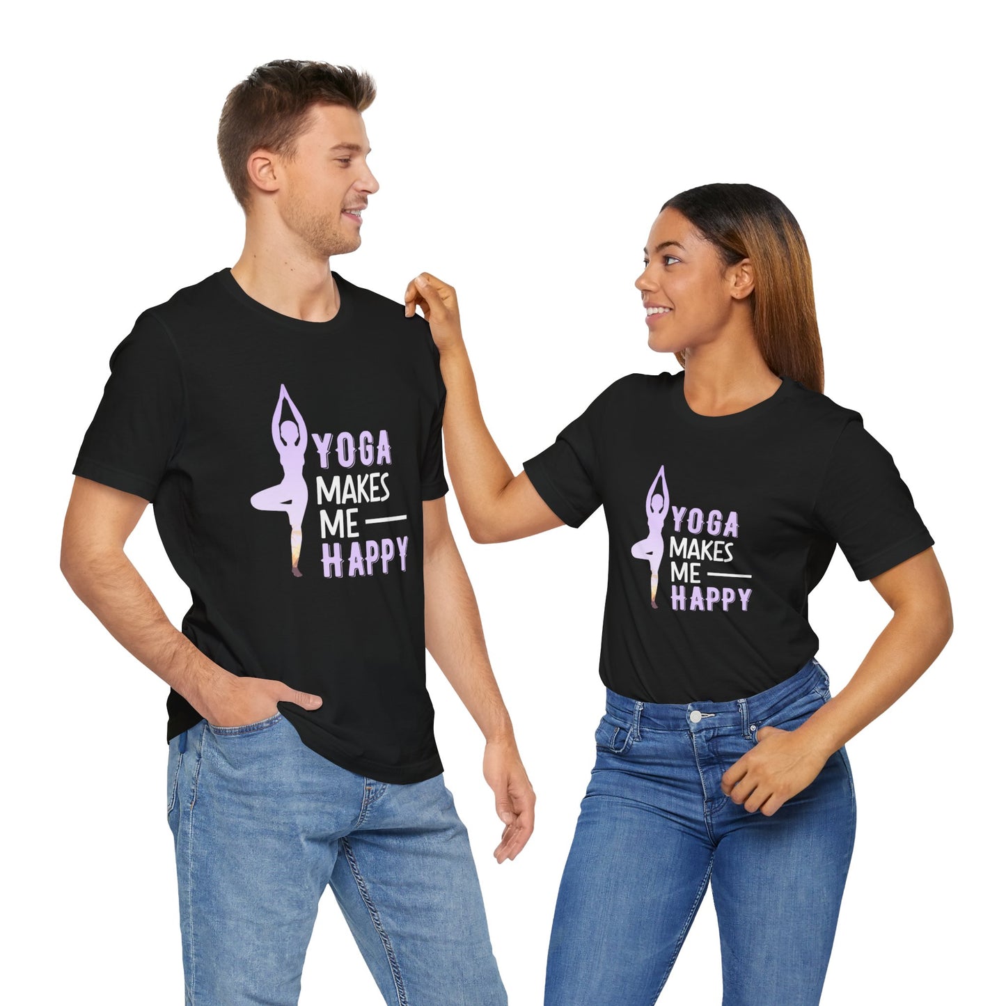 Yoga Makes Me Happy - Unisex Jersey Short Sleeve Tee