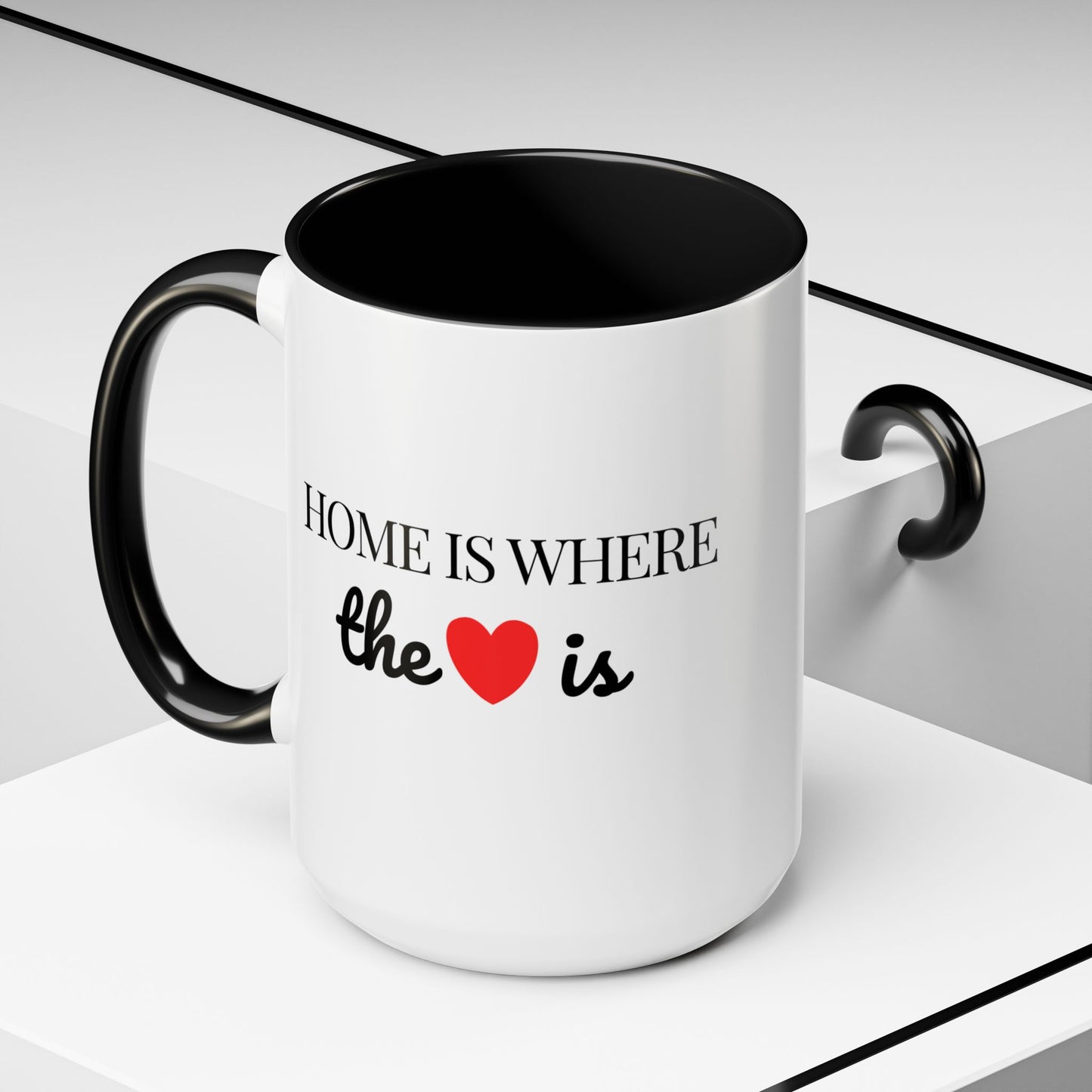 "Home is Where the Heart is" Coffee Mug —  Minimal Accent Ceramic Mug (11/15oz) - 14684