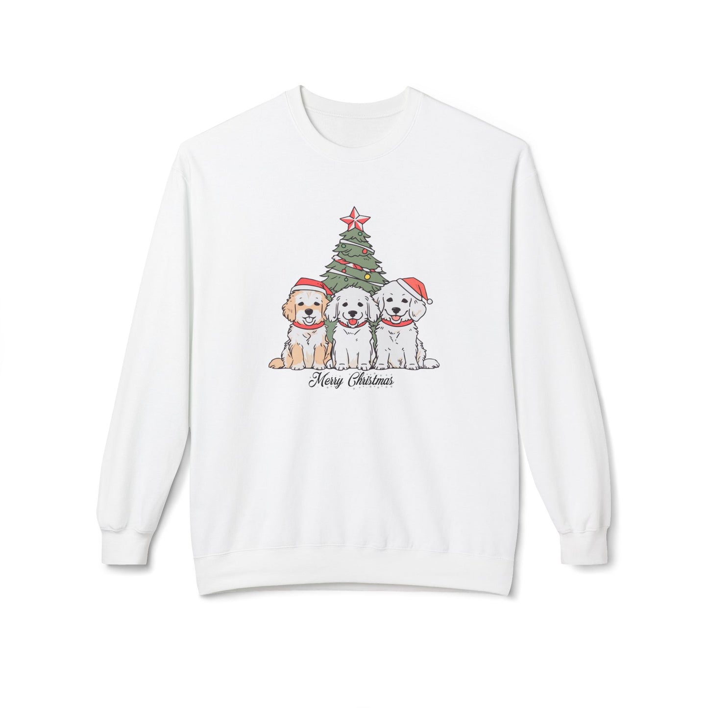 Merry Christmas, Puppies - Unisex Midweight Softstyle Fleece Crewneck Sweatshirt - 10264