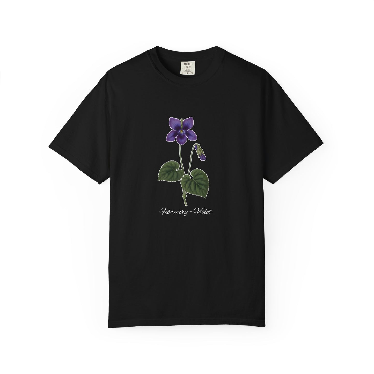 February Birth Flower Violet T-Shirt – Heavyweight Garment-Dyed Tee - 14700
