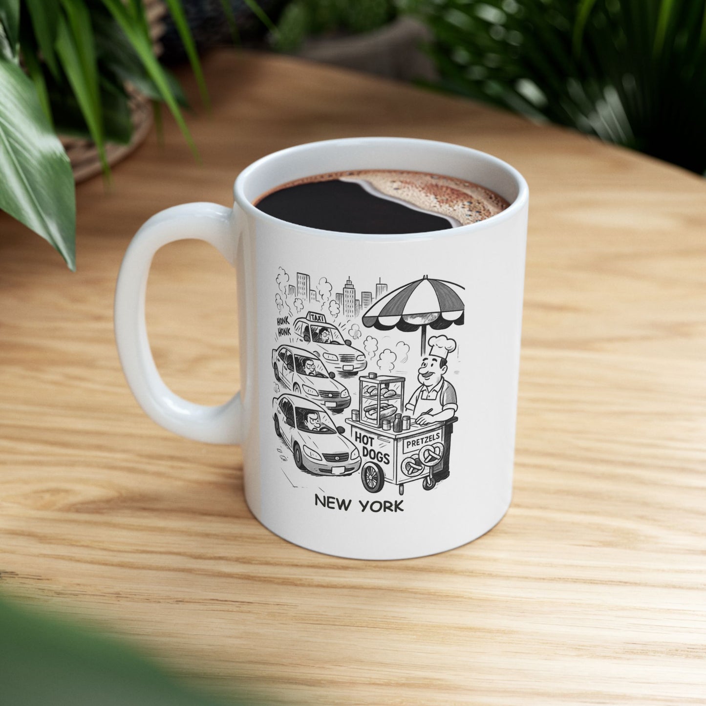 "New York: Where the traffic is chaotic, but the street food is gourmet." Ceramic Mug - 12835