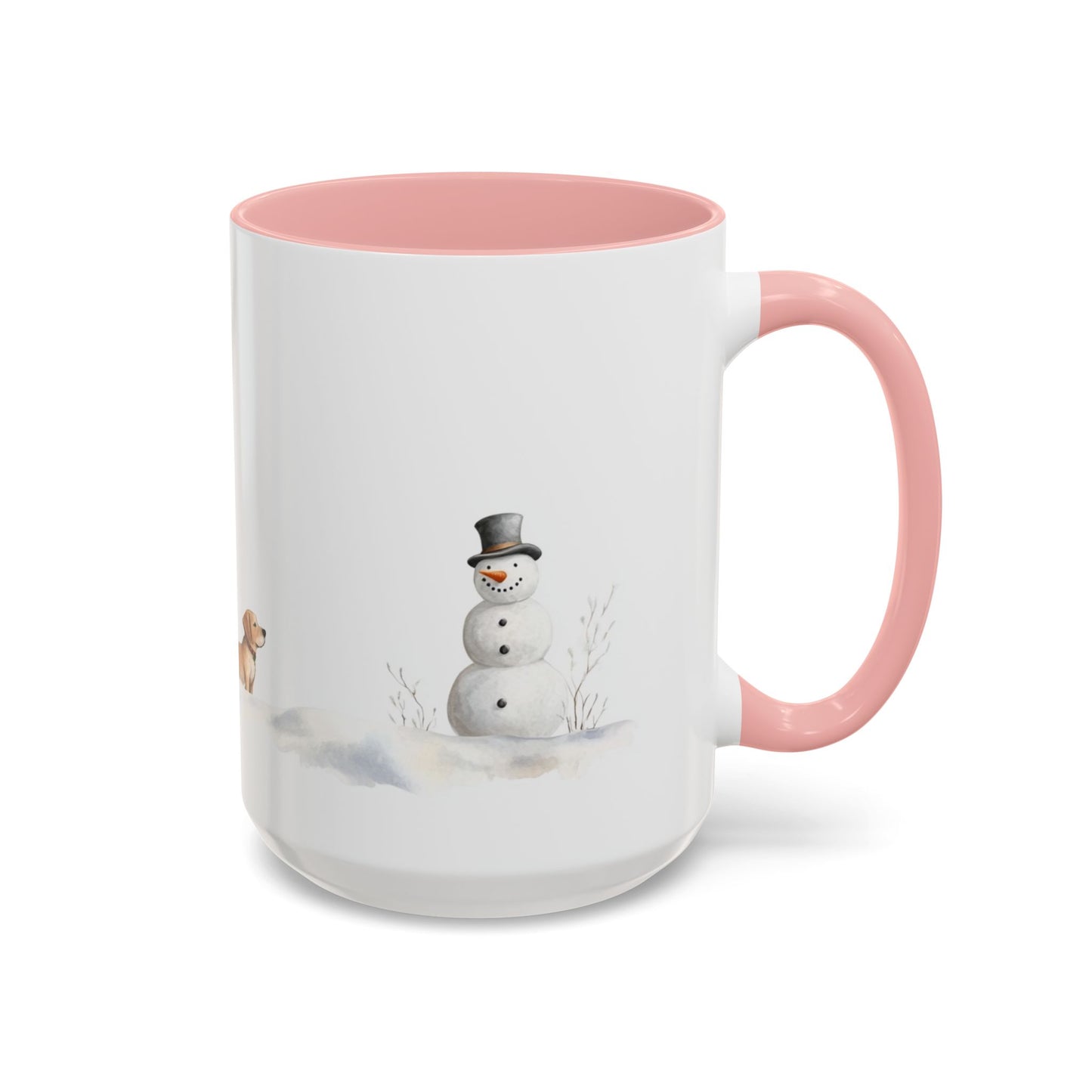 Winter Tree, Snowman & Puppy - Accent Coffee Mug (11, 15oz) - 10404