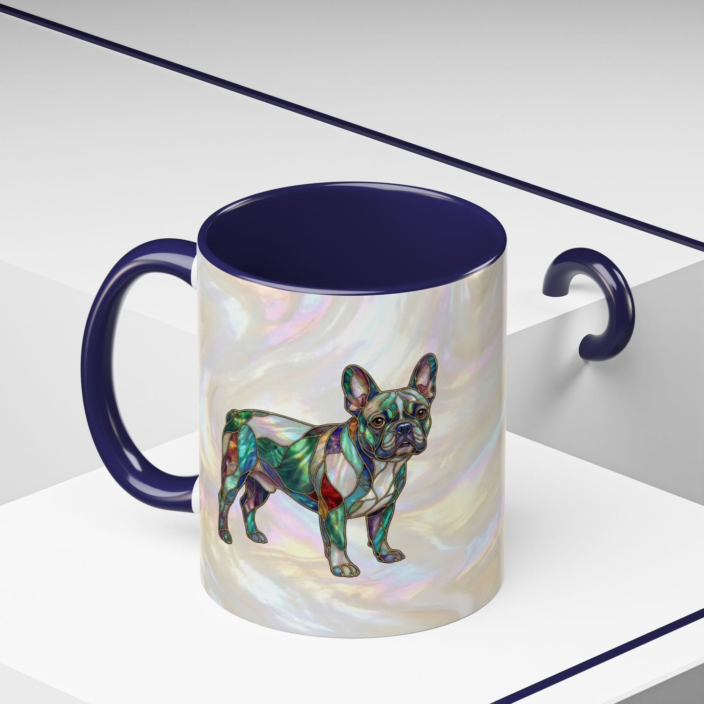 French Bulldog Accent Coffee Mug -Stained Glass Style (11/15oz) - 14632