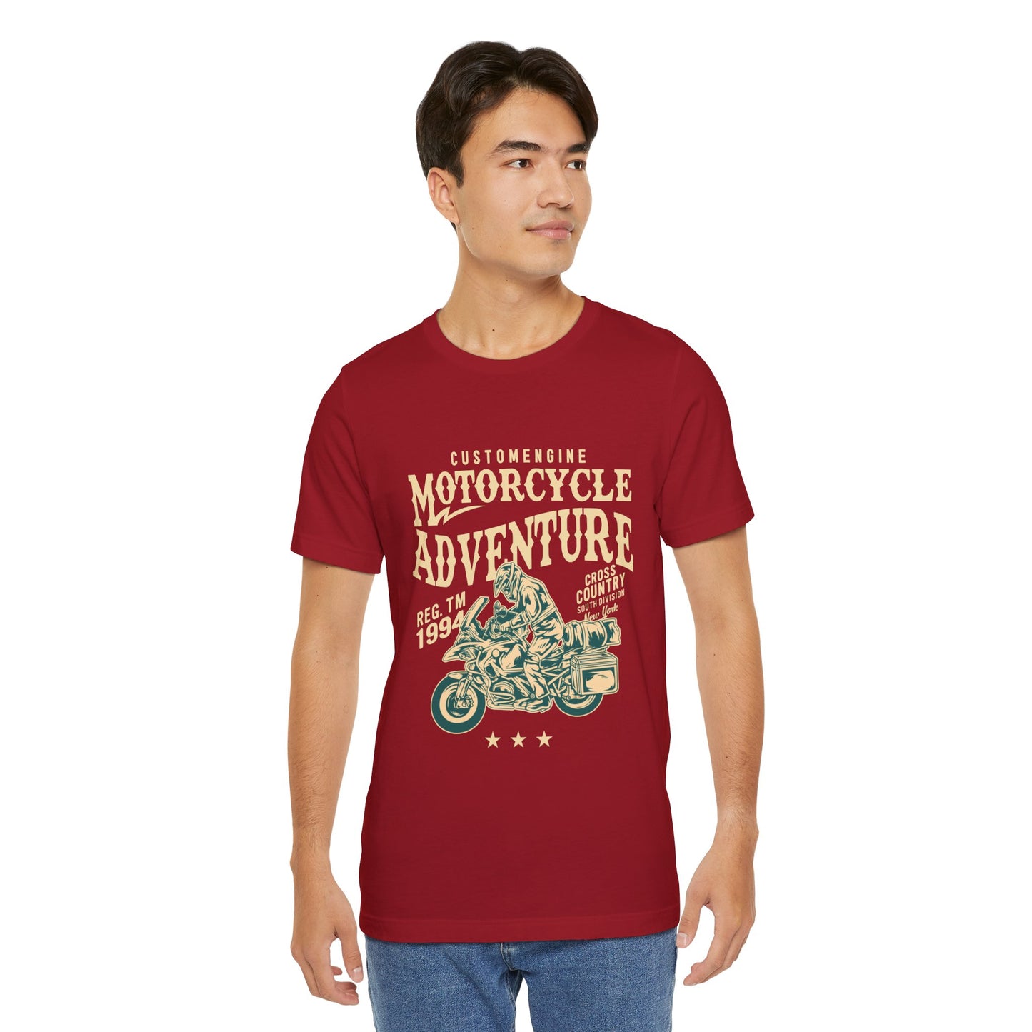 Custom Engine, Motorcycle Adventure - Unisex Jersey Short Sleeve Tee