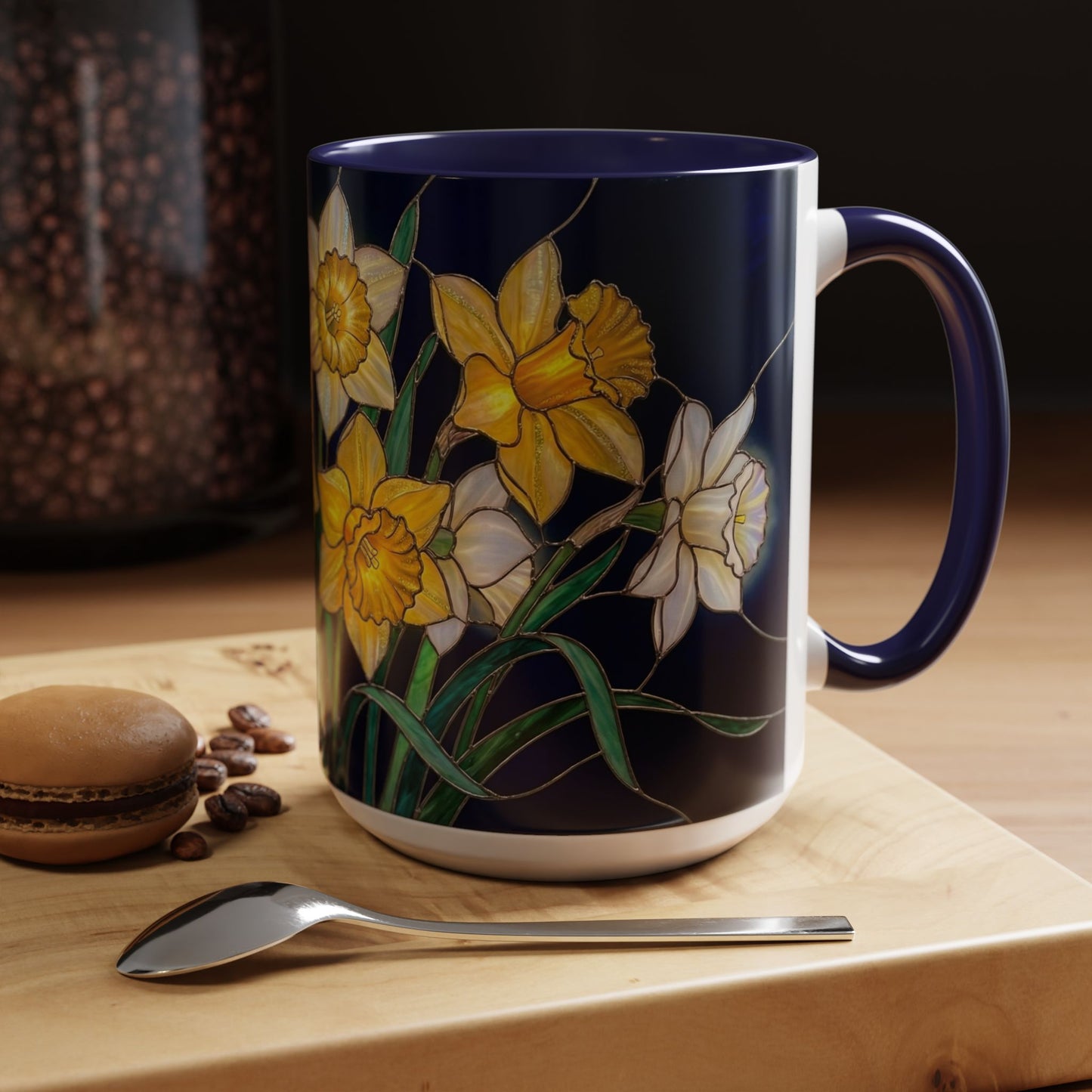 Daffodil Garden Accent Coffee Mug — Stained Glass Design (11/15oz) - 14542