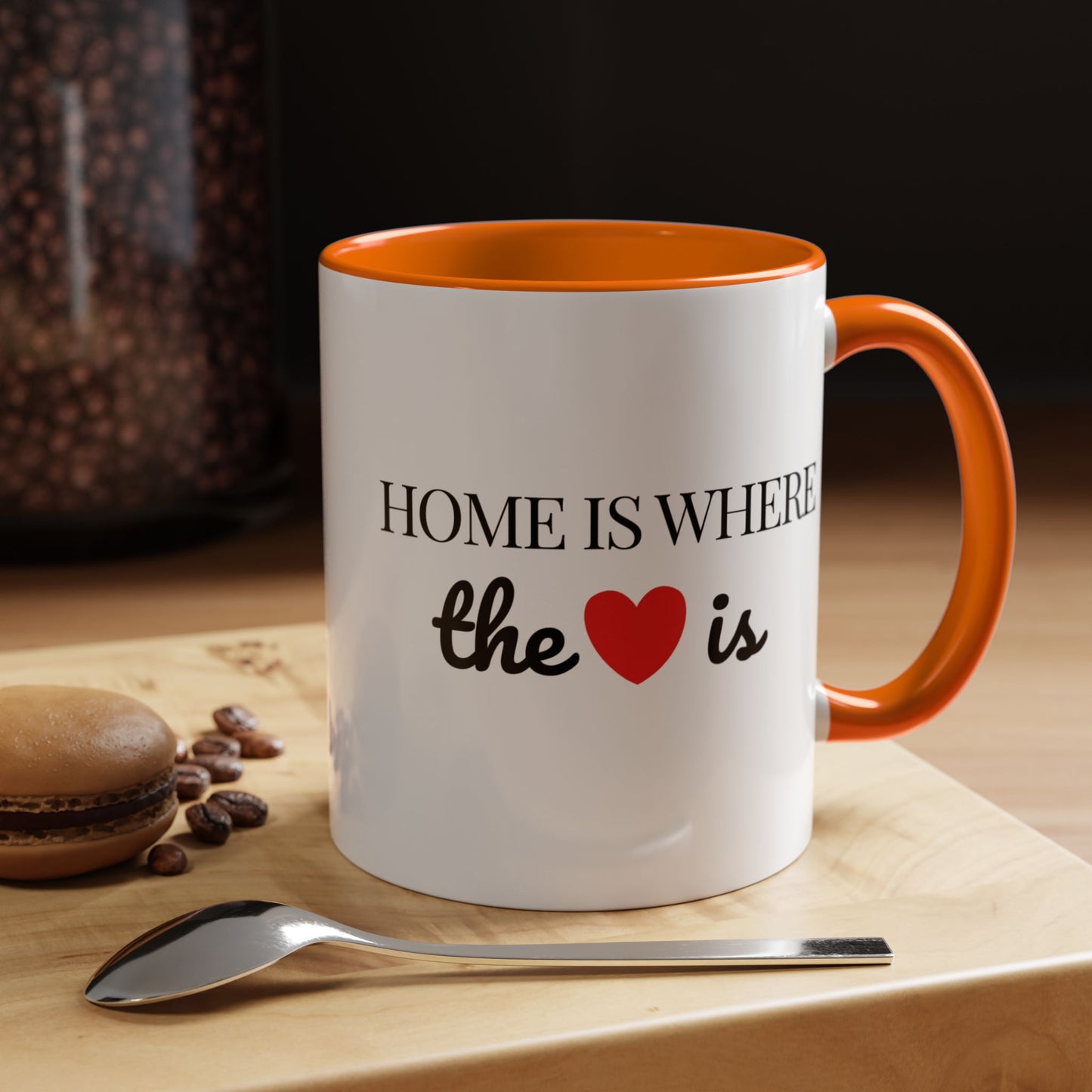 "Home is Where the Heart is" Coffee Mug —  Minimal Accent Ceramic Mug (11/15oz) - 14684