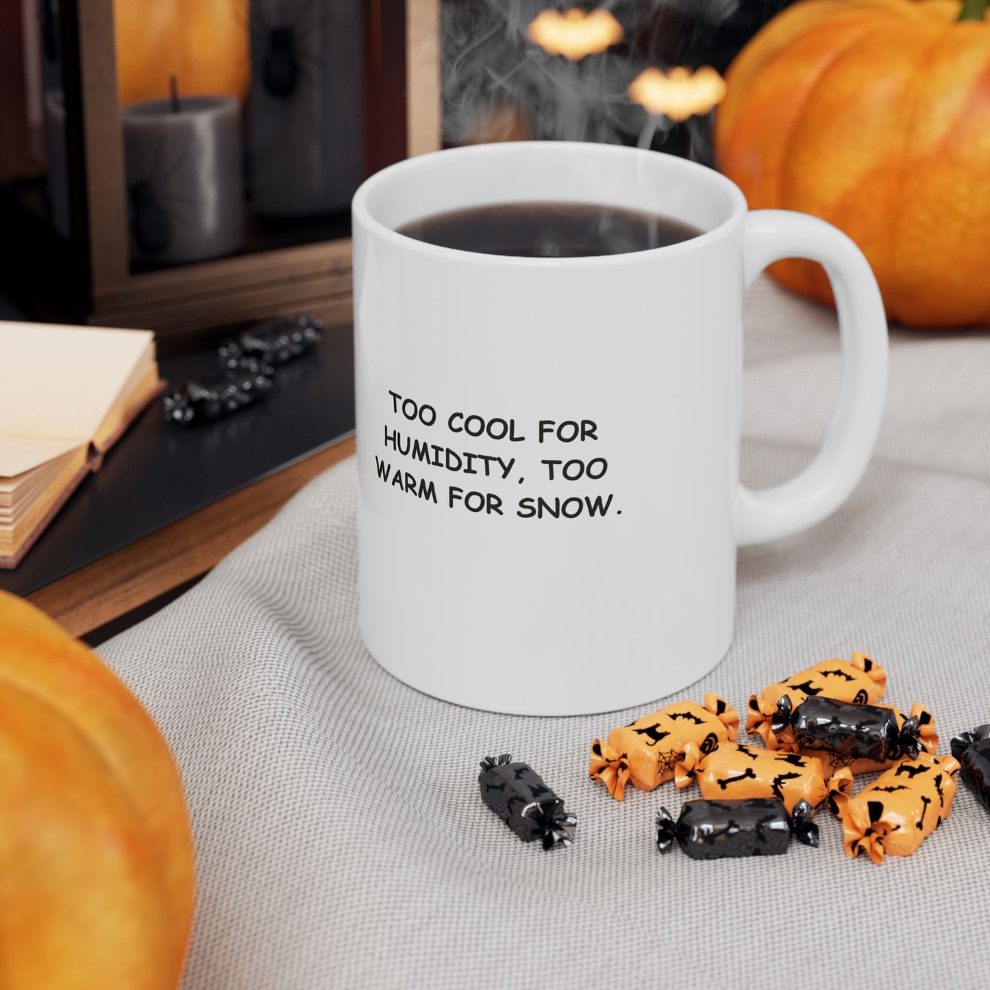 "Too cool for humidity, too warm for snow." Ceramic Mug – 12729