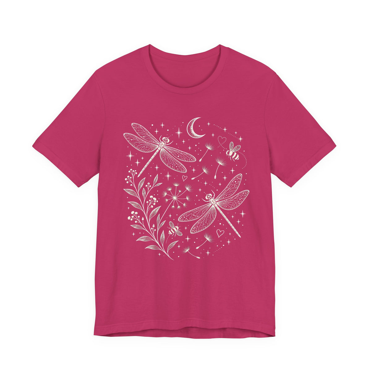 Dragonfly Moon T-Shirt, Whimsical Celestial Nature Tee - 14518