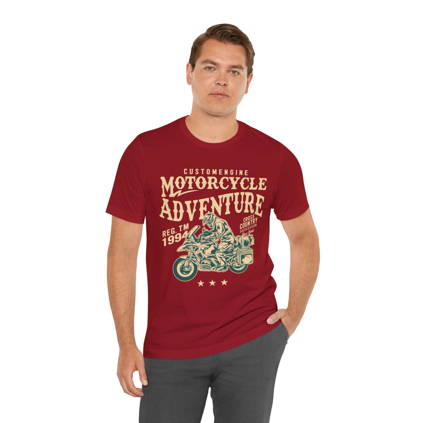 Custom Engine, Motorcycle Adventure - Unisex Jersey Short Sleeve Tee - 13146