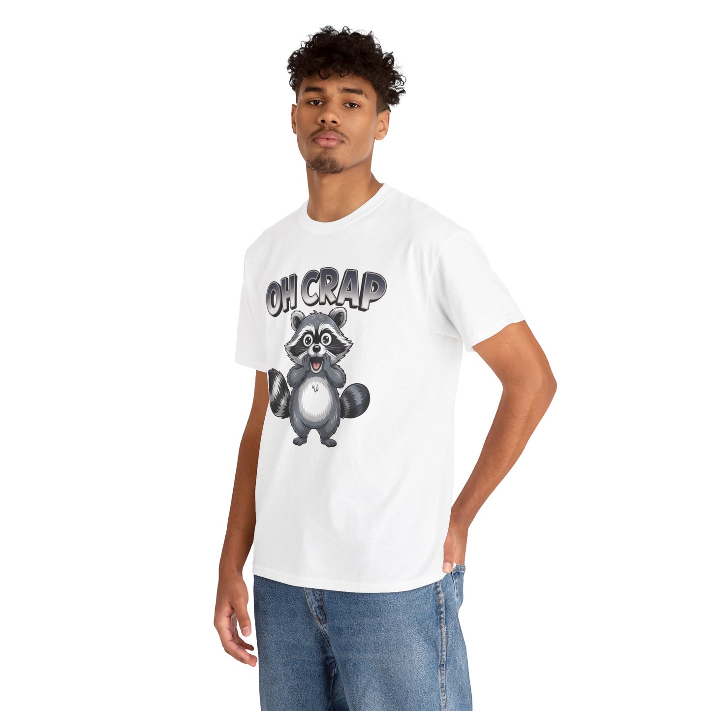 Funny Raccoon T-Shirt – “Oh Crap” Cute Meme Reaction Animal Tee Gift - 14855