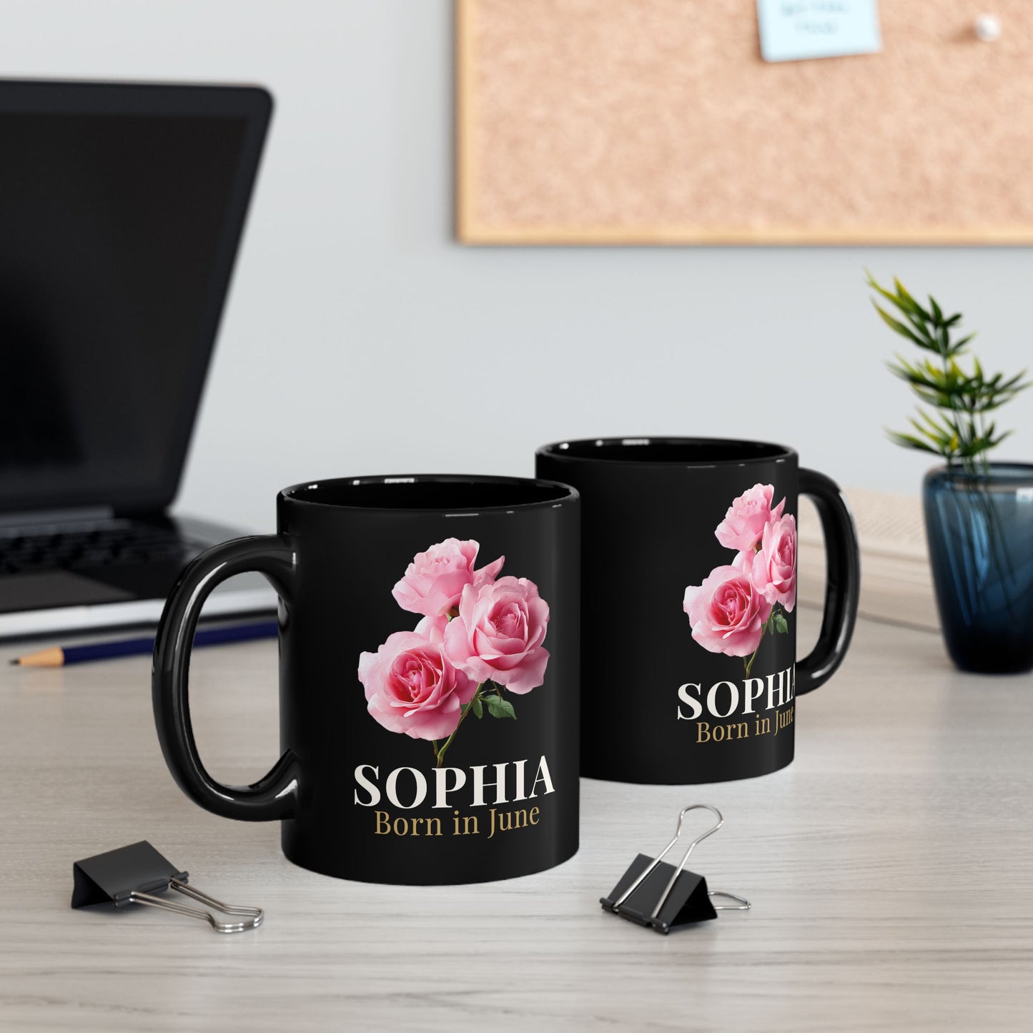 Personalized June Birth Flower Mug – Custom Name Rose Mug, Born in June Birthday Gift for Her -  14900