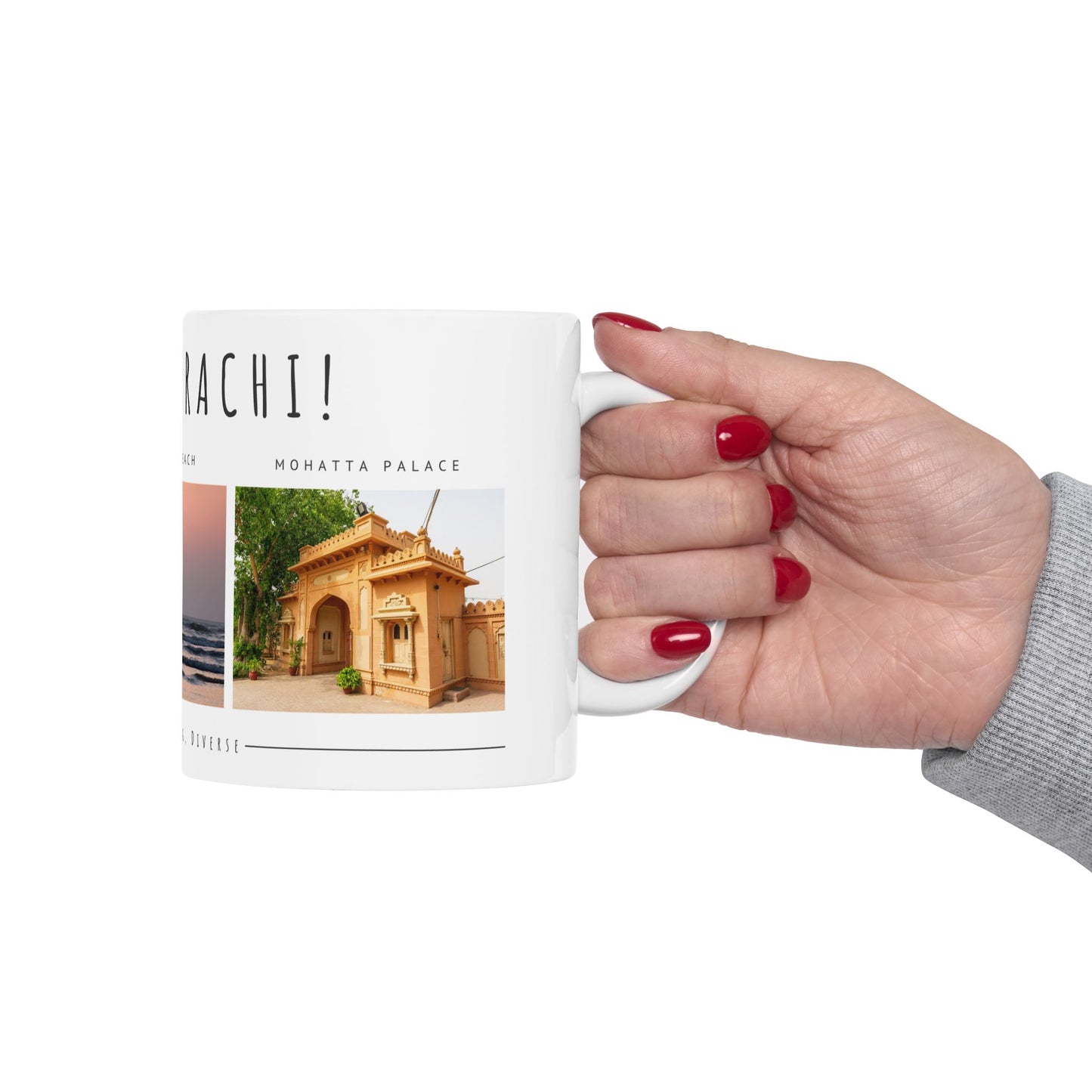Hello Karachi Ceramic Mug - Coastal Beach Views, Perfect Gift for Travelers - 12214