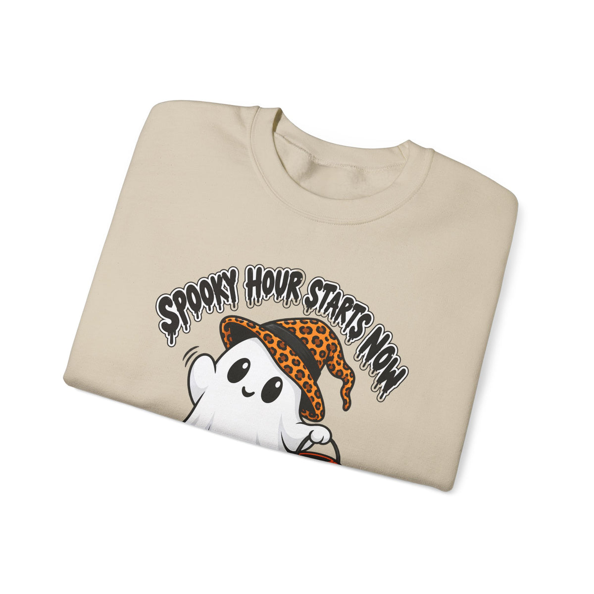Spooky Hour Starts Now Sweatshirt, Cute Halloween Ghost Crewneck - 14536