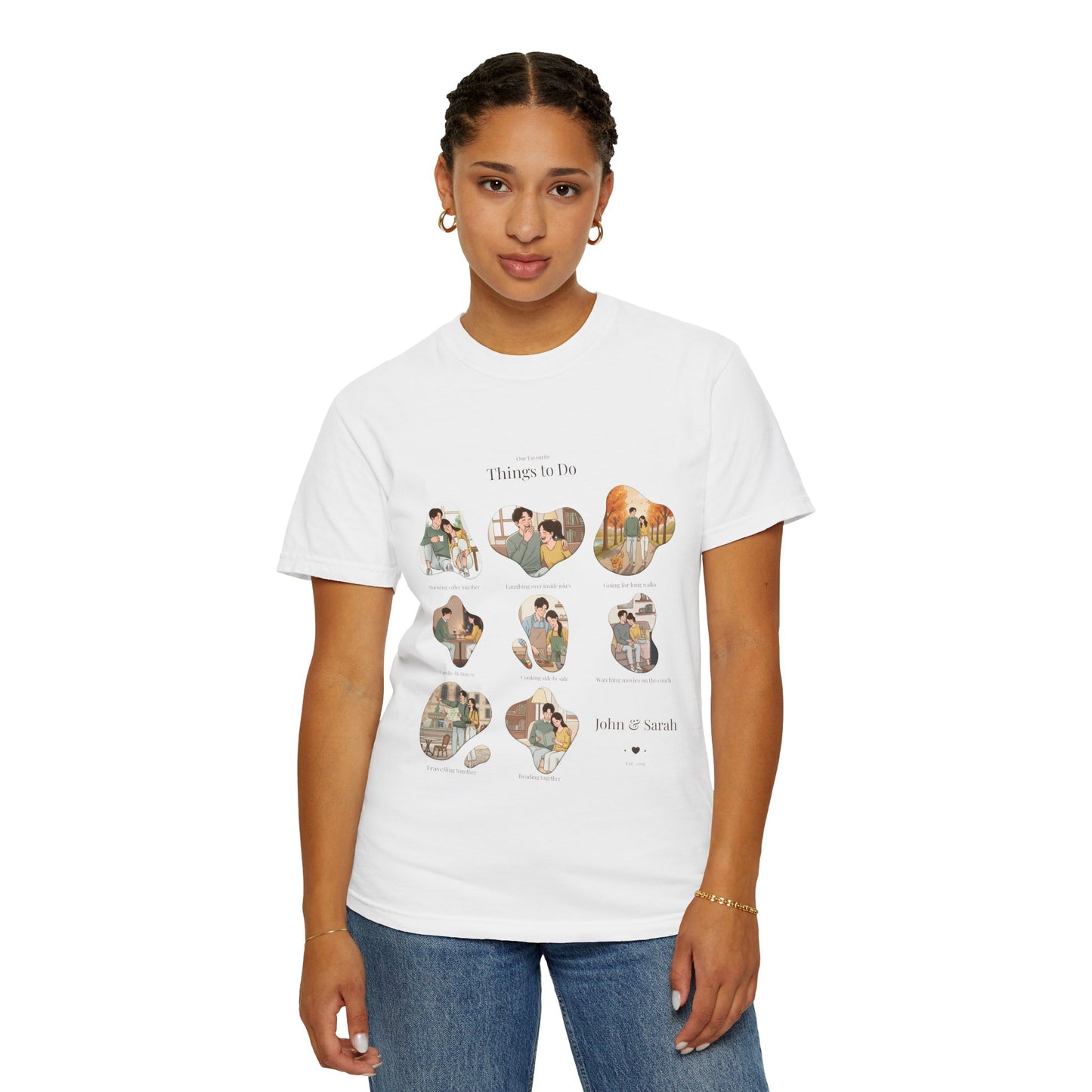 Our Favourite Things to Do Together – Personalised Valentine’s Illustration T-Shirt Gift - 14721