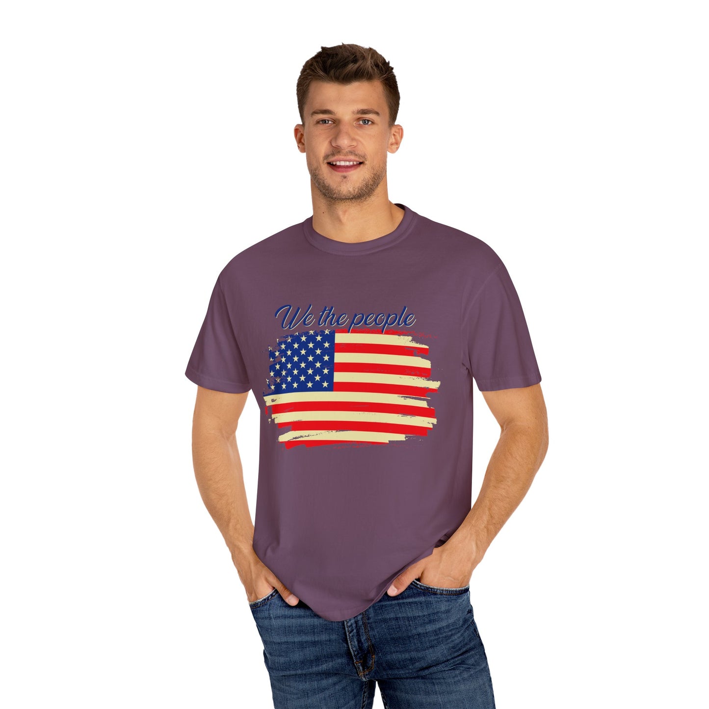 Patriotic Garment-Dyed T-Shirt - We the People, Independence Day Gift, Casual Wear, Constitution Day, Freedom Apparel - 13691