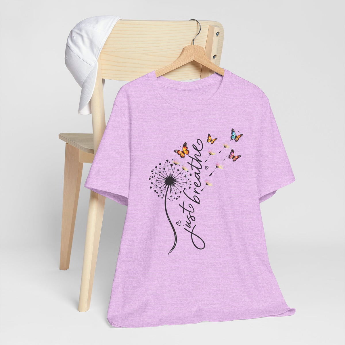 Just Breathe Dandelion T-Shirt,  Butterfly Inspirational Tee - 14519