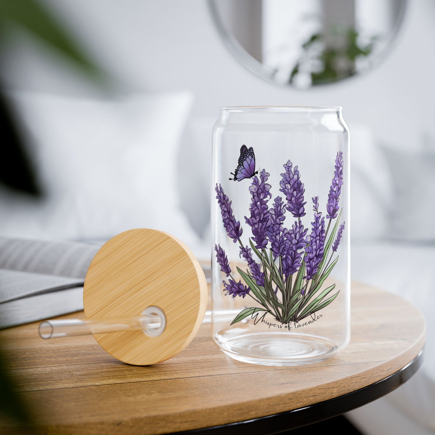 Whispers of lavender,  Customizable - Sipper Glass, 16oz